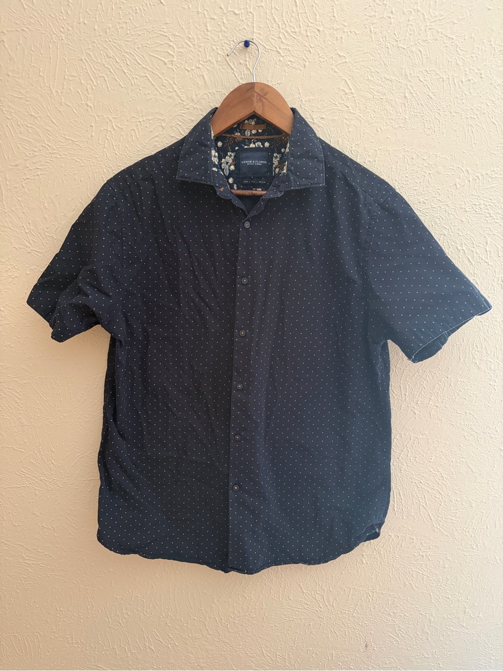 Denim & Flower by Ricky Singh Navy Blue Button-Down | Size Large | 100% Cotton